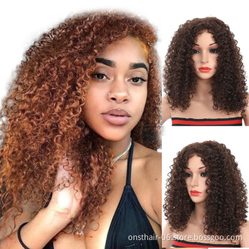 Onst Best Price Ombre Red Wigs Synthetic Hair Short Curly Bob Wig Natural Wavy  For Women Daily Party Cosplay Wig Heat Resistant